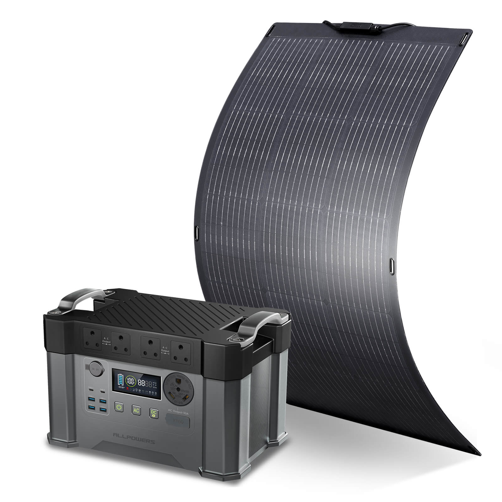 ALLPOWERS Solar Generator Kit 2400W (S2000 Pro + SF100 100W Flexible Solar Panel)