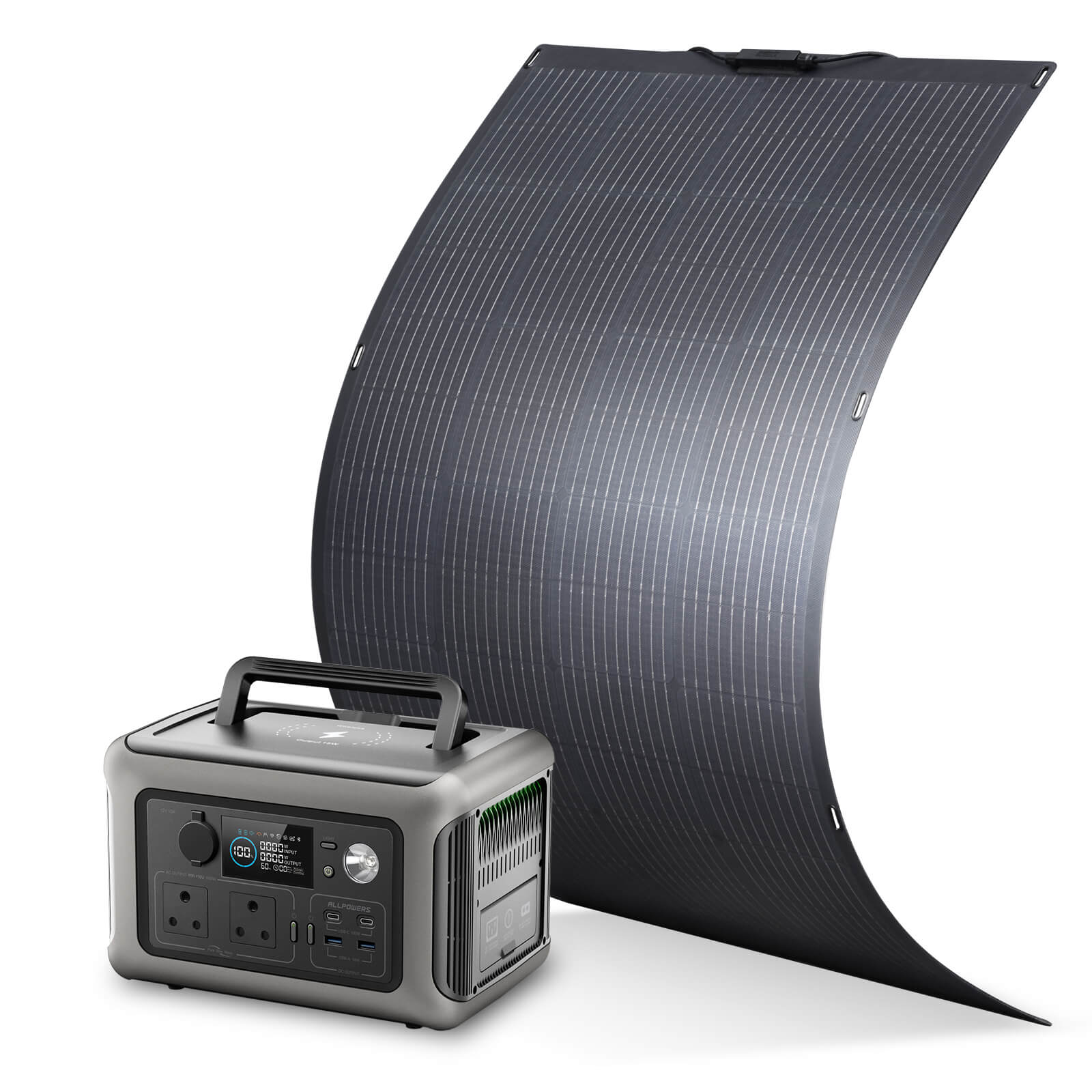 ALLPOWERS Solar Generator Kit 600W (R600 + SF200 200W Flexible Solar Panel)