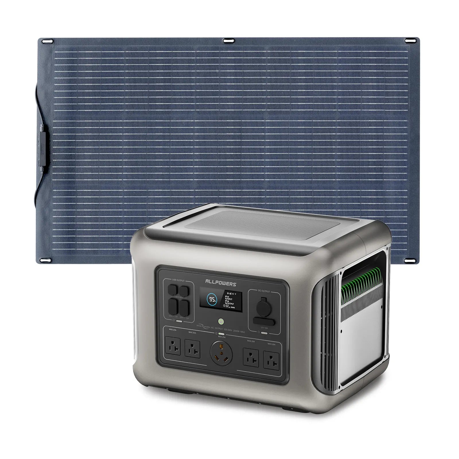 ALLPOWERS Solar Generator Kit 2500W (R2500 + SF100 100W Flexible Solar Panel)